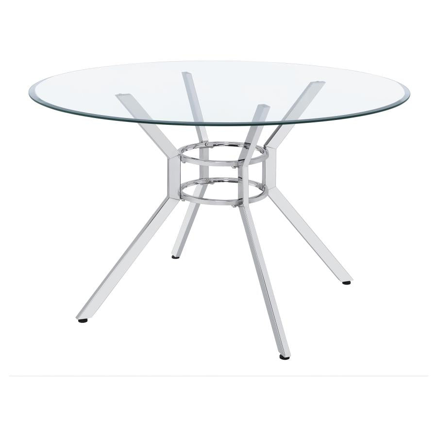 Steele 48-inch Round Glass Top Dining Table Chrome
