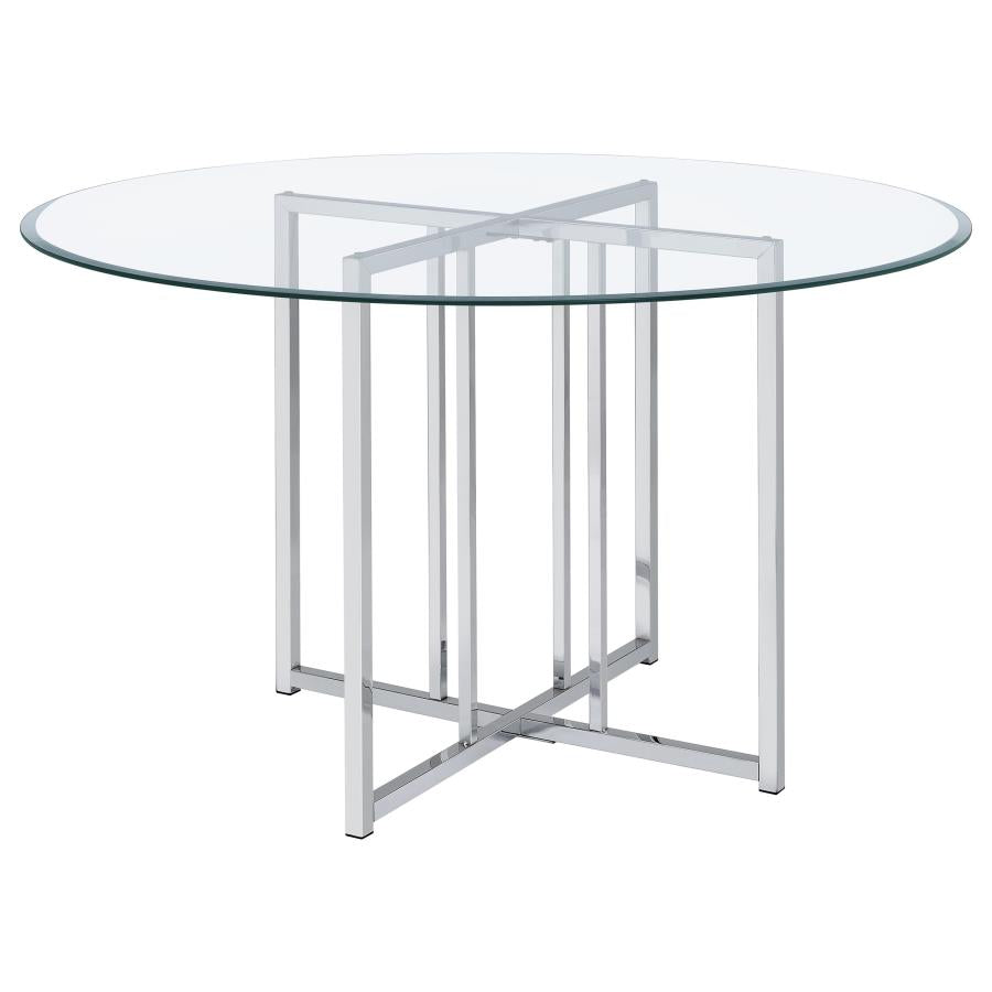 Pace 48-inch Round Glass Top Dining Table Chrome