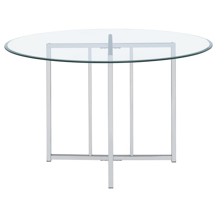 Pace 48-inch Round Glass Top Dining Table Chrome