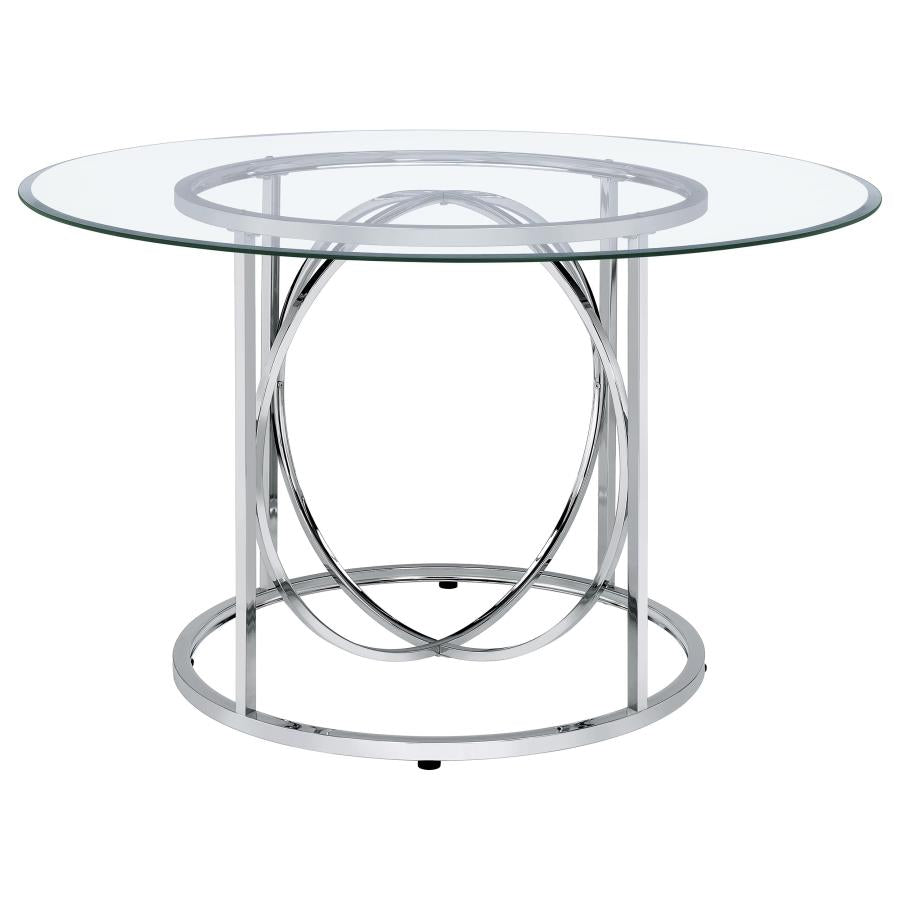 Levy 48-inch Round Glass Top Dining Table Chrome