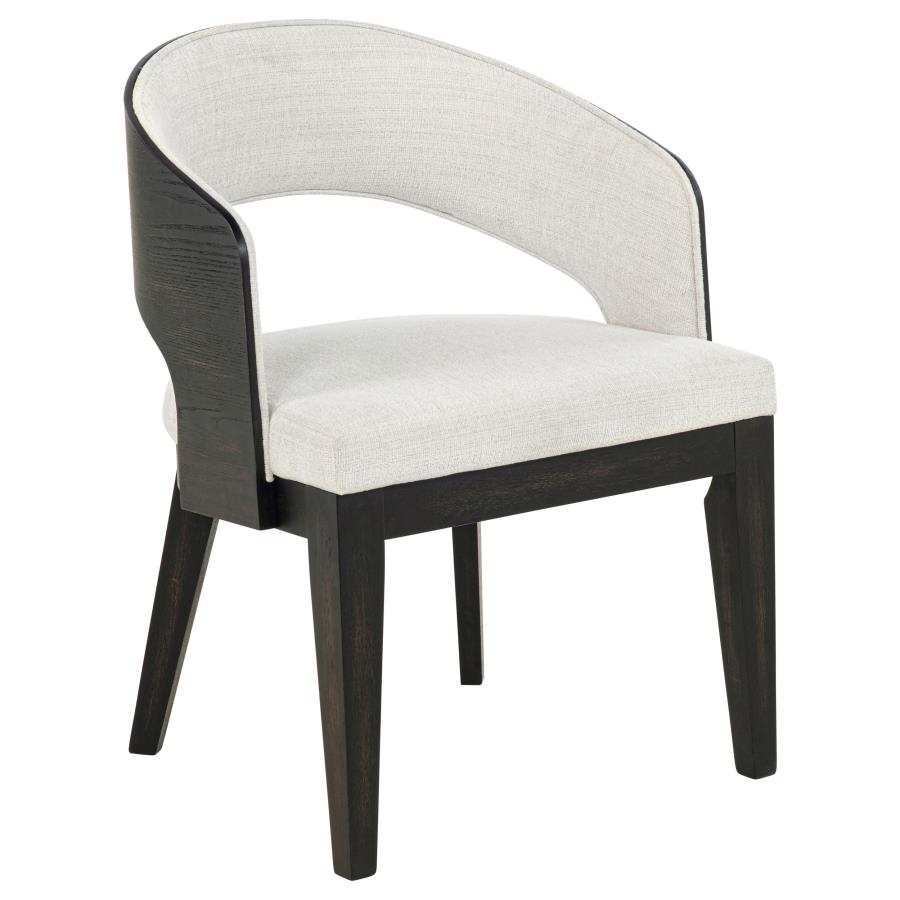 Leandro Upholstered Dining Arm Chair Cream (Set of 2)