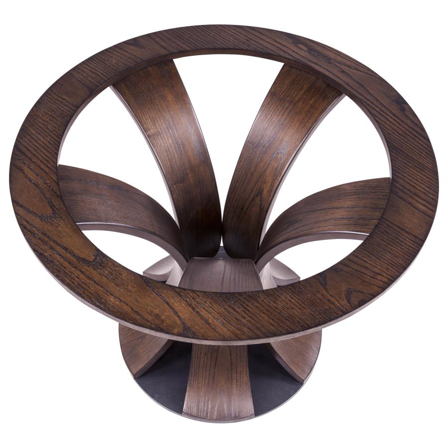 Naser 48-inch Round Glass Top Dining Table Dark Walnut