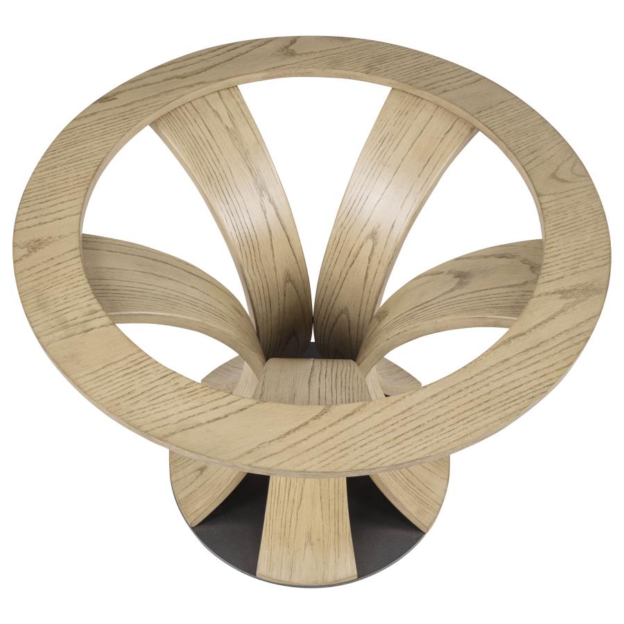 Naser 48-inch Round Glass Top Dining Table Light Oak