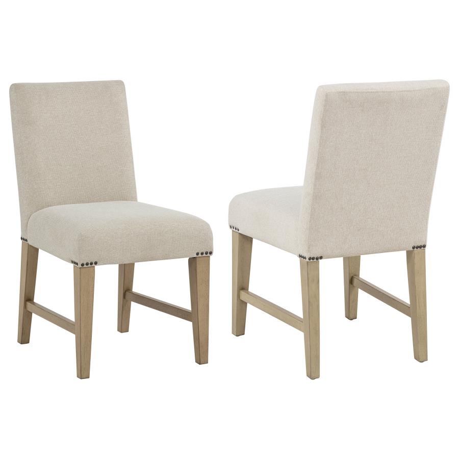 Naser Parsons Dining Side Chair Beige and Light Oak (Set of 2)