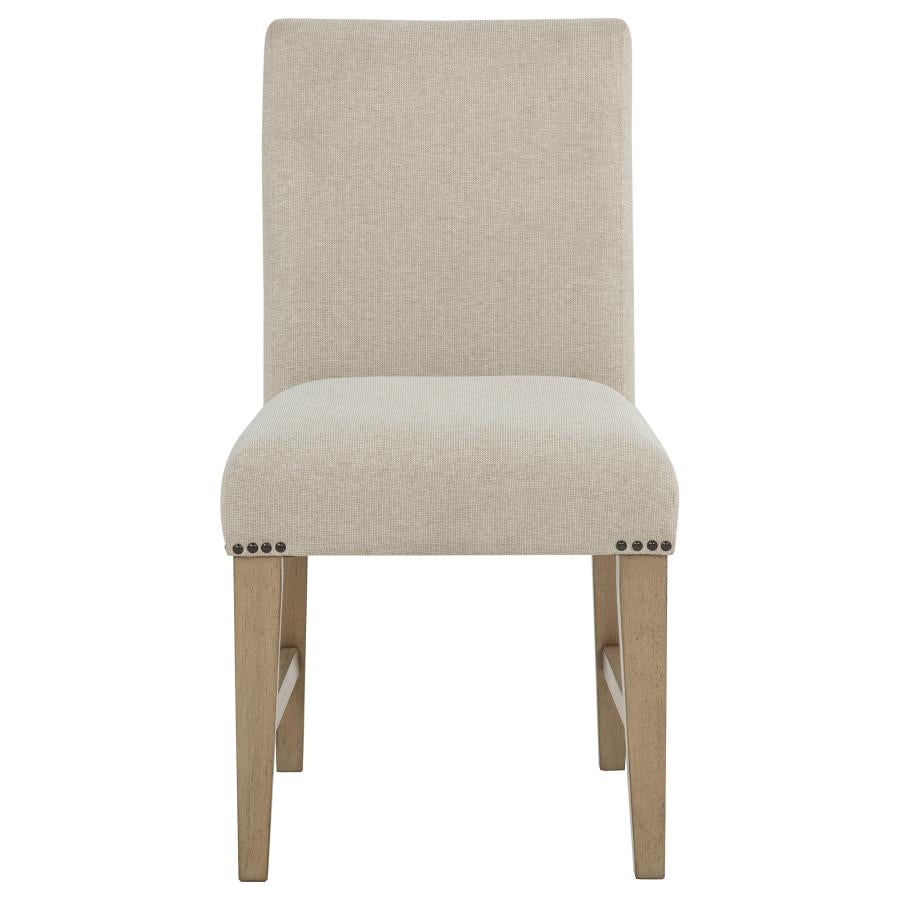 Naser Parsons Dining Side Chair Beige and Light Oak (Set of 2)
