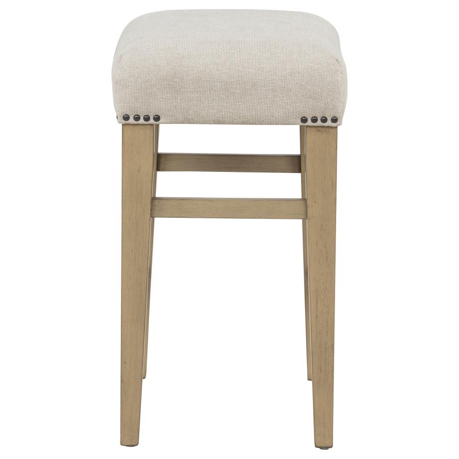 Naser Upholstered Counter Stool Beige and Light Oak (Set of 2)