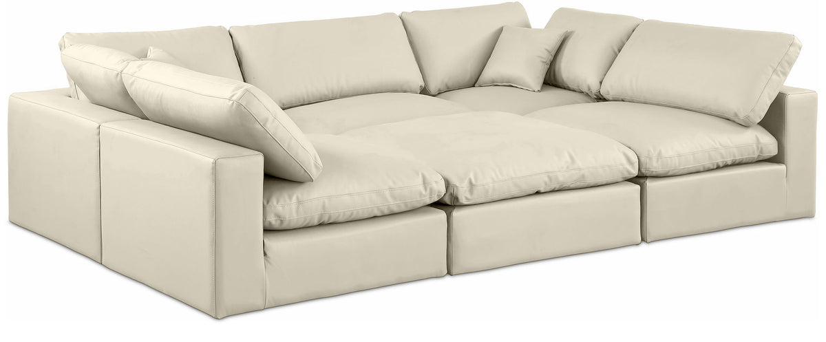Comfy - 6 Piece Faux Leather Sectional