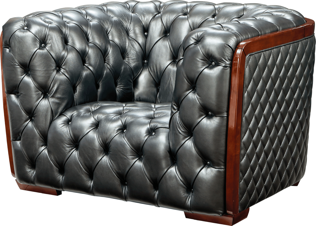 415 Gray Top-Grain Leather Chair