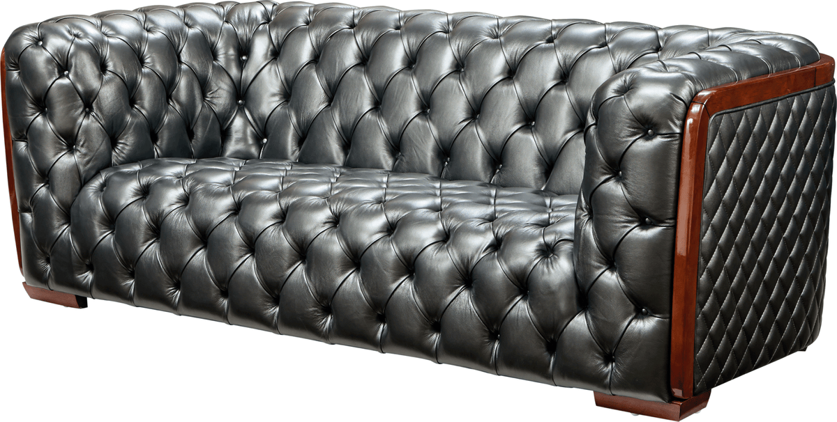 415 Gray Top-Grain Leather Sofa