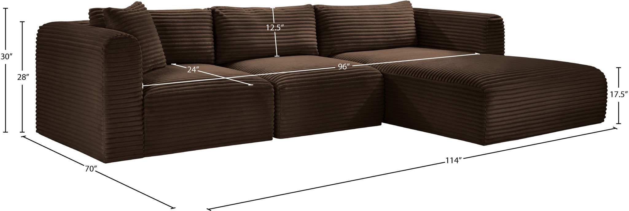 Shaggy - 3 Piece Modular Sectional