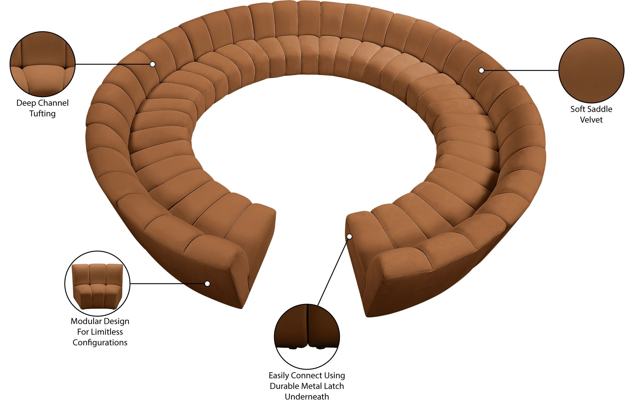 Infinity - 12 Piece Modular Sectional - Saddle