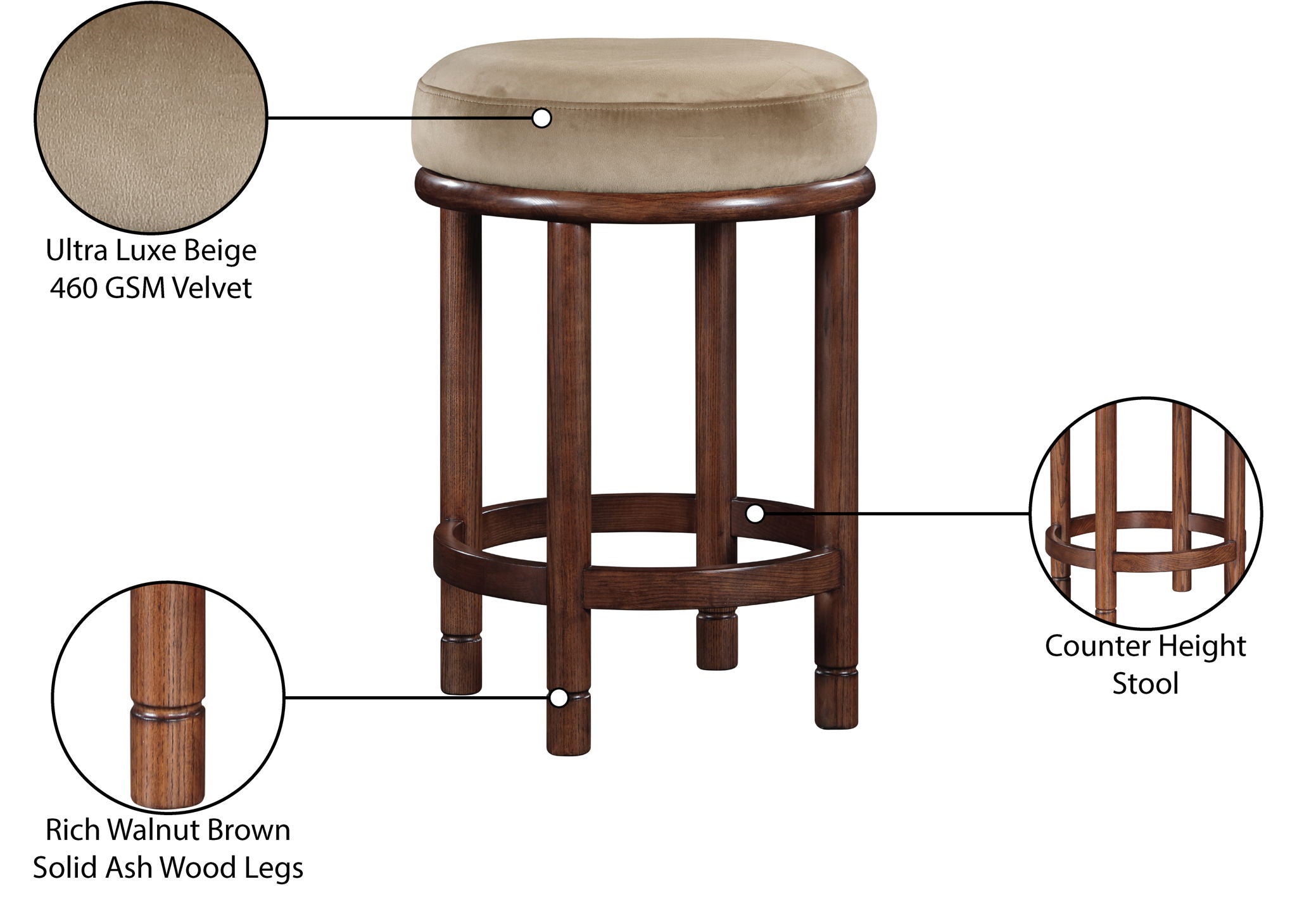Monette - Counter Stool With Brown Base