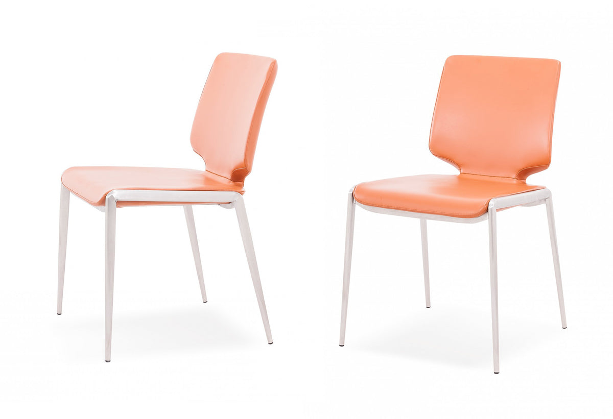 Eileen - Modern Cognac Eco-Leather Dining Chair (Set of 2)