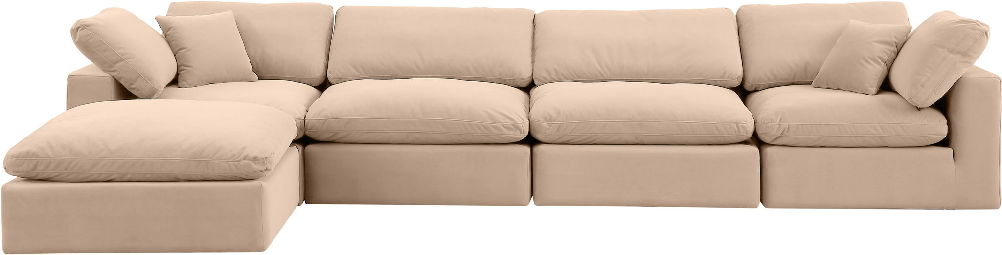 Comfy - 5 Piece Velvet Modular Sectional With Chaise