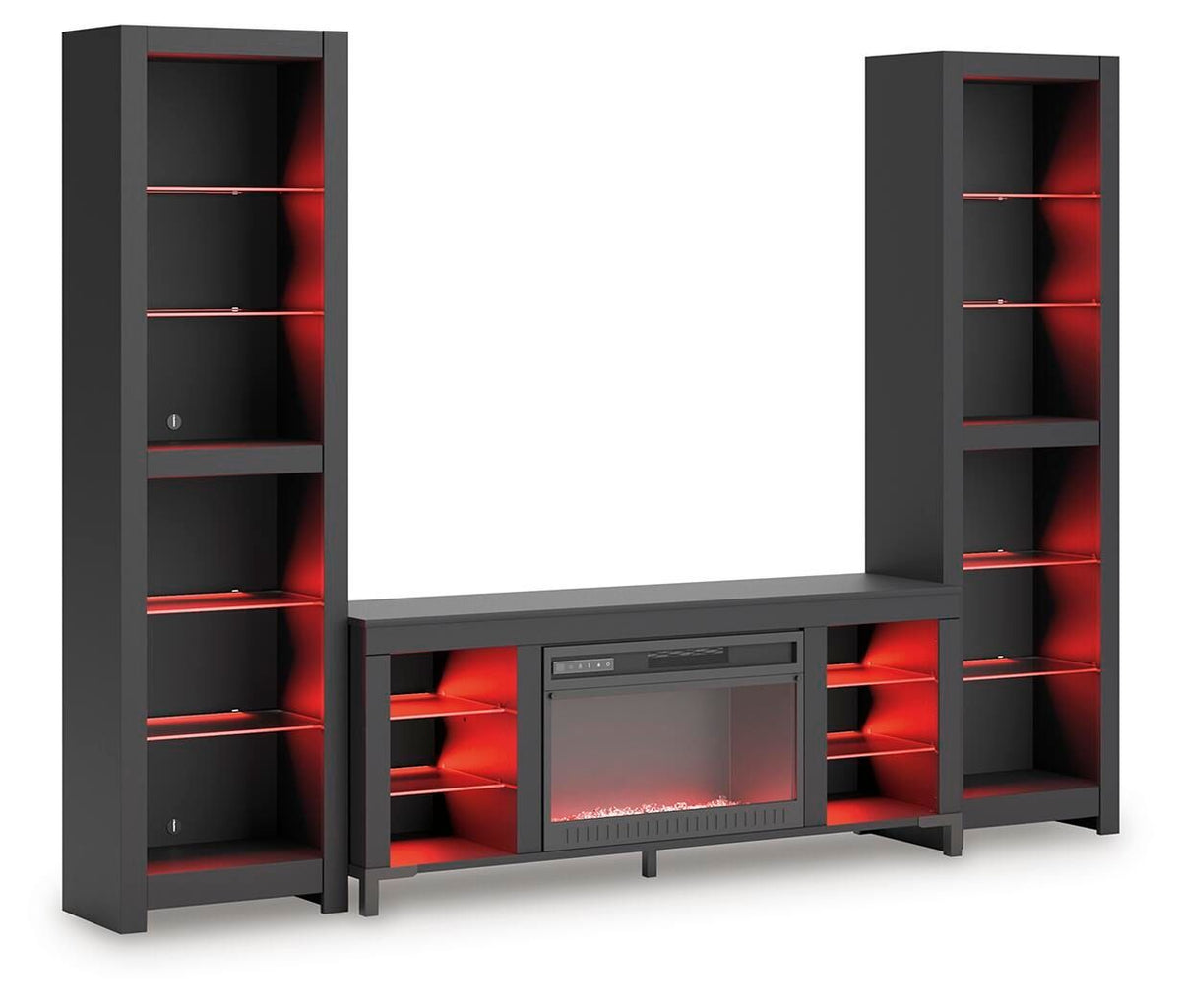 Cayberry - 3-Piece Entertainment Center With Electric Fireplace - Black