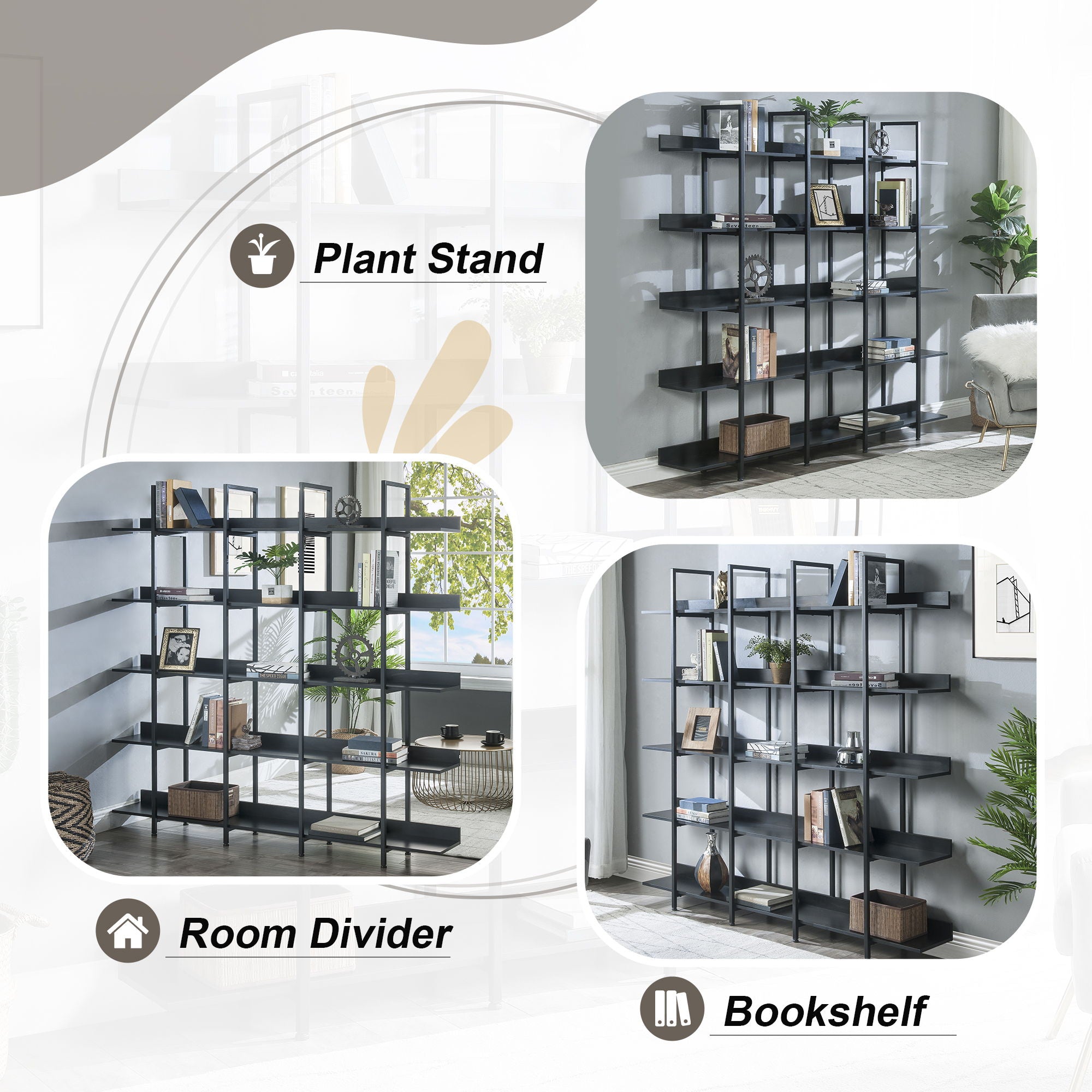Vintage Industrial 5 Tier Bookcase