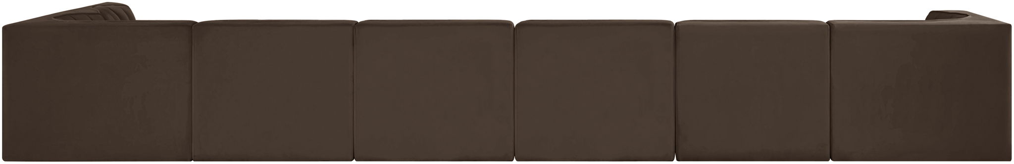 Rummi - Velvet Performance Fabric Upholstered 7 Piece Modular Sectional, L-Shaped (Right)