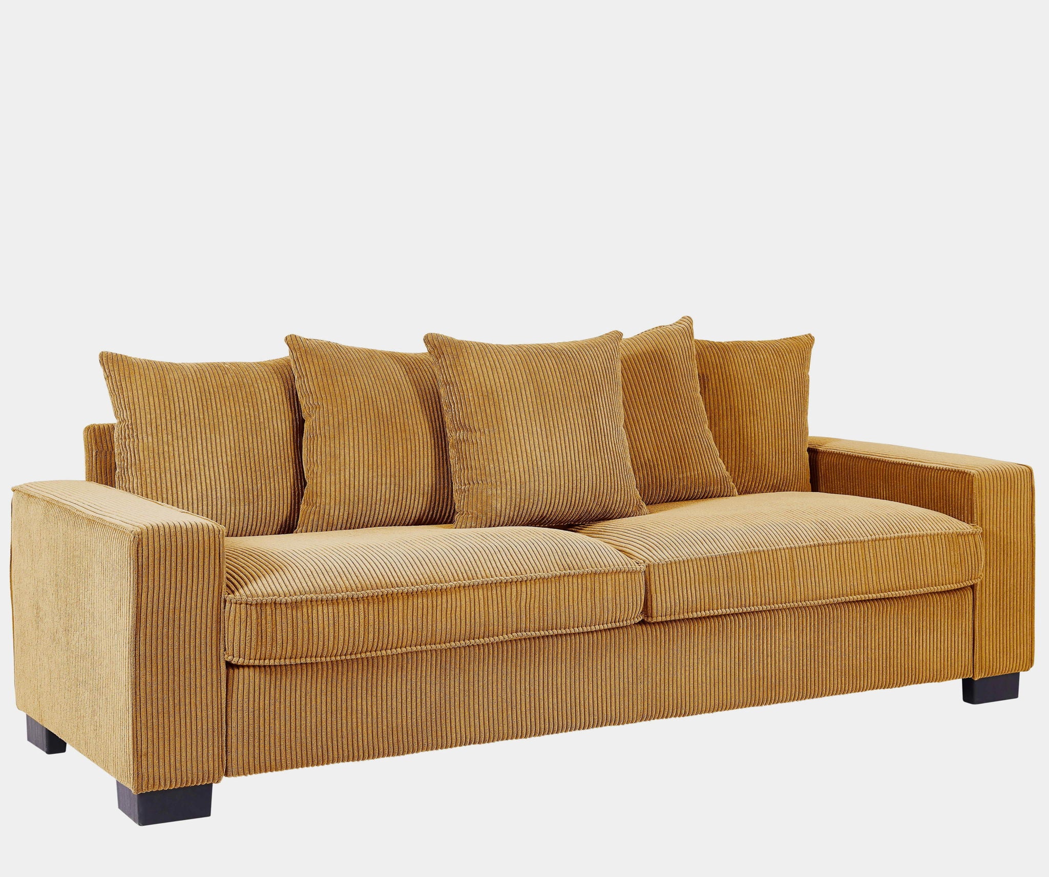 Luxe Sofa With 5 Matching Toss Pillows, Sleek Design, Spacious And Comfortable 3 Seater Couch