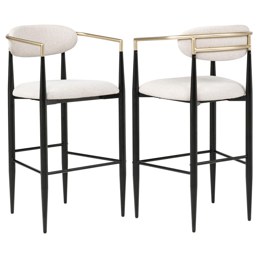 Tina Fabric Upholstered Bar Chair Beige (Set of 2)