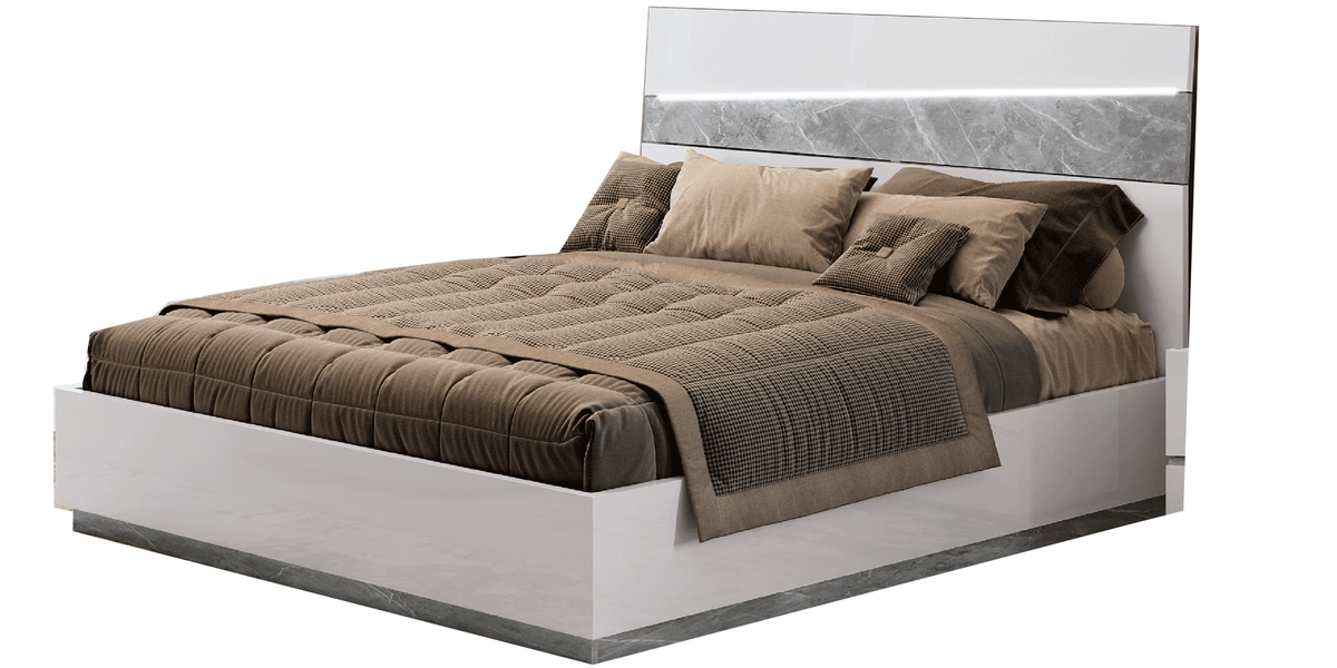 Alba White LED King Bed