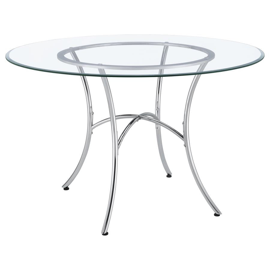 Kline 48-inch Round Glass Top Dining Table Chrome