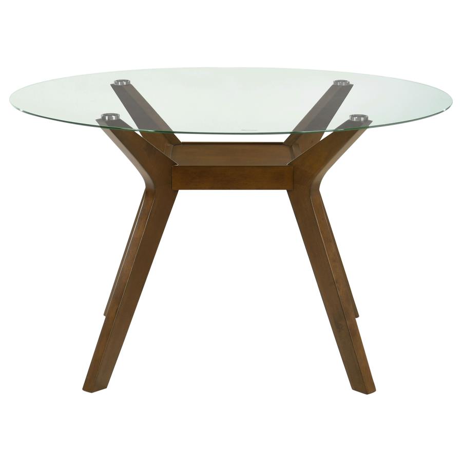 Paxton 5-Piece Round Glass Top Dining Set with Green Parsons Chairs