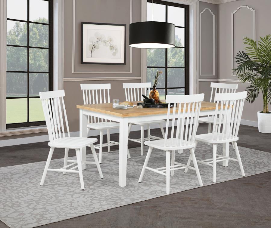 Andrews 7-piece Rectangular Dining Set Light Ash and White