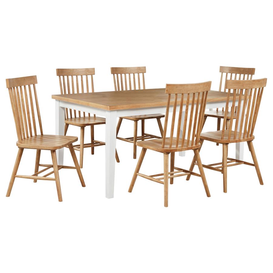 Andrews 7-piece Rectangular Dining Set Light Ash and White