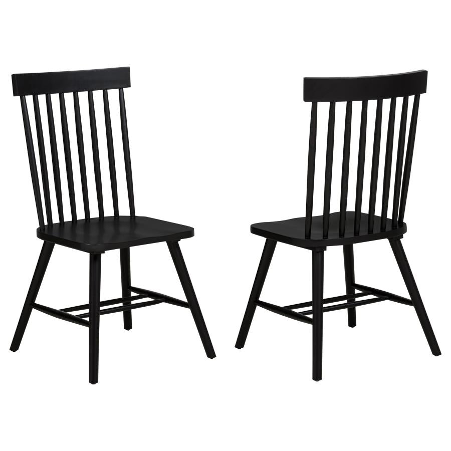 Andrews Windsor Spindle Back Dining Side Chair Black (Set of 2)