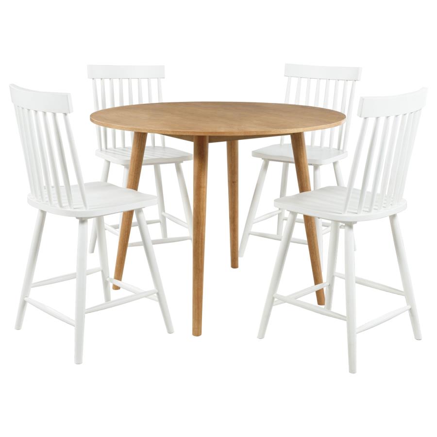 Andrews 5-piece Round Counter Dining Set Light Ash and White