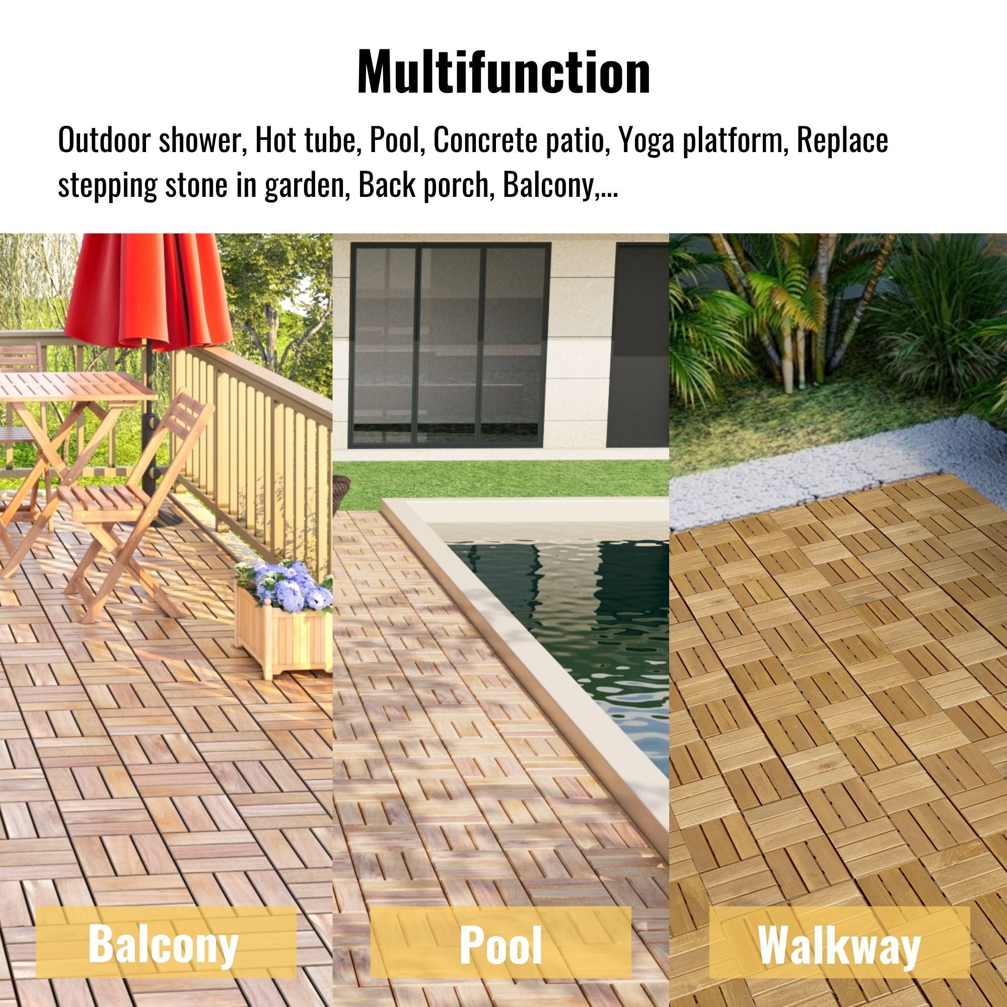 12" X 12" Interlocking Deck Tiles Checker Pattern