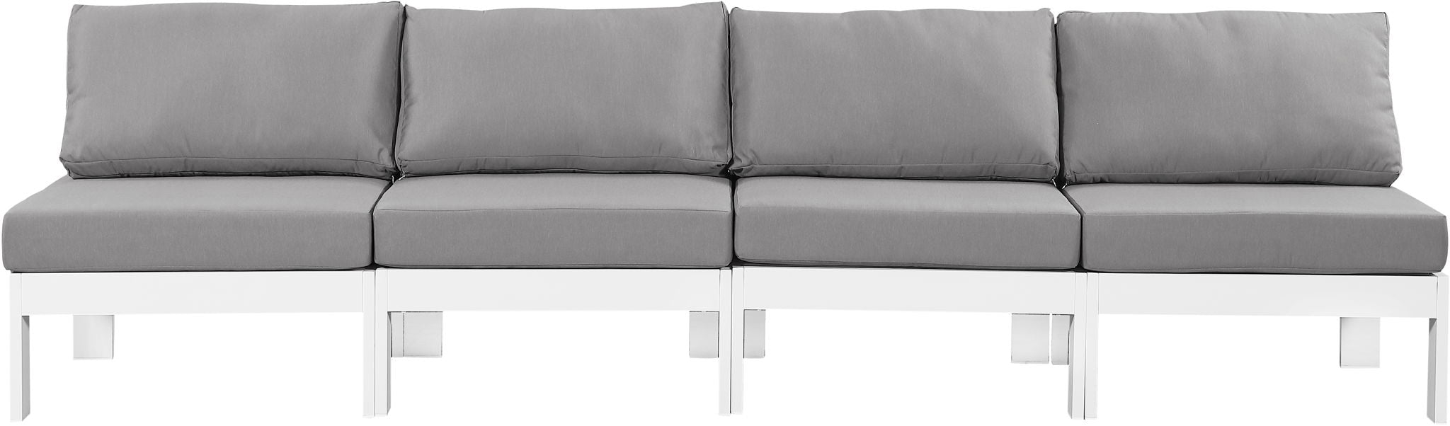 Nizuc - Outdoor Patio 4 Seat Armless Modular Sofa With White Frame