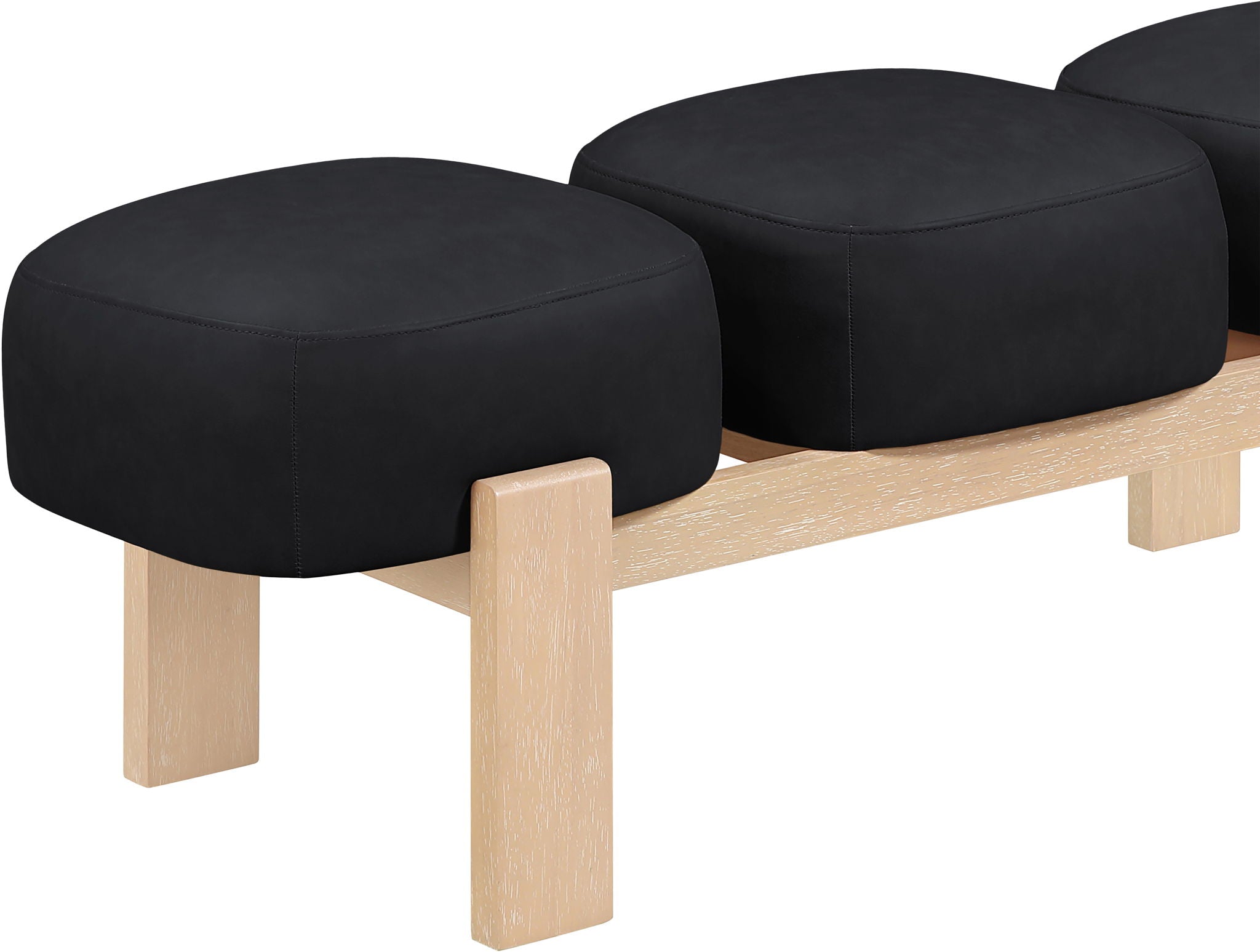 Woodcrest - Vegan Leather Upholstered Bench - Painted Natural Base