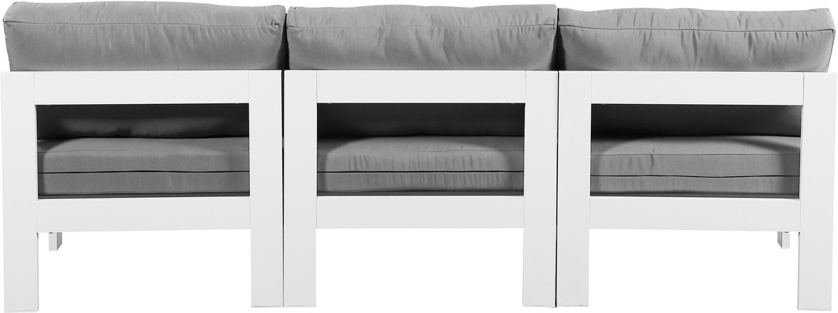 Nizuc - Outdoor Patio 3 Seat Armless Modular Sofa With White Frame