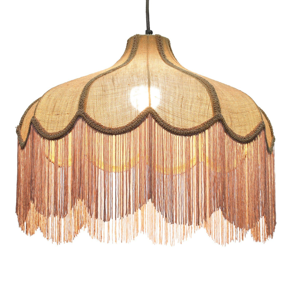 Buchanan - Jute Fringed Scalloped Pendant Light - Pink