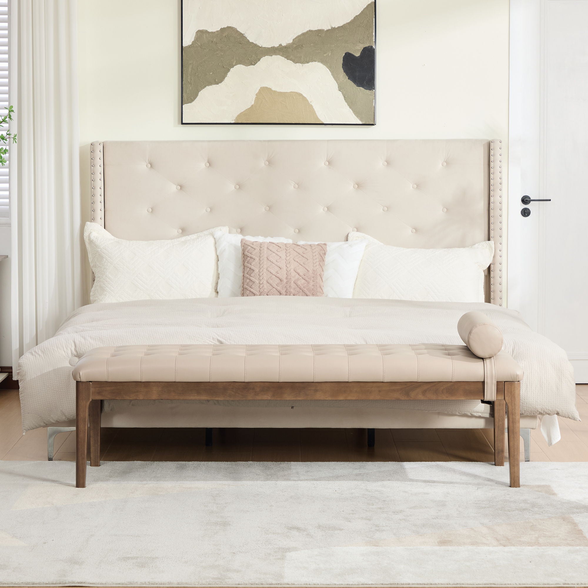 Upholstered End Of Bed Bench With Headrest