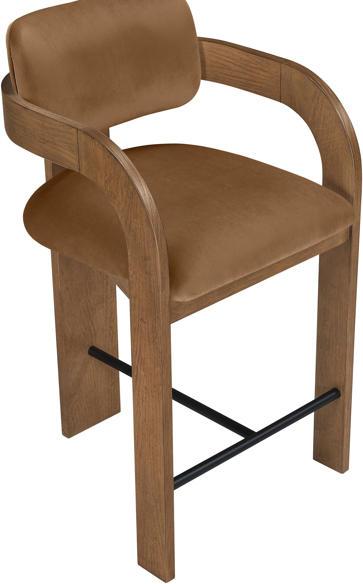 Cedra - Velvet Performance Fabric Upholstered Counter Stool - Brown Frame