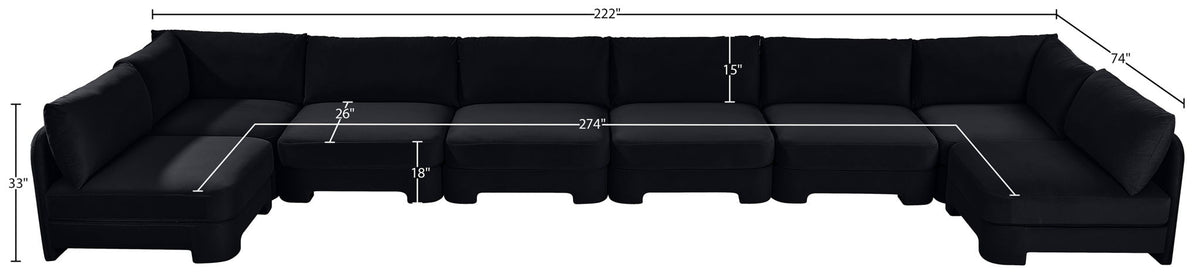 Hammond - Velvet Performance Fabric Upholstered 8 Piece U-Shaped Armless Sectional - Beige