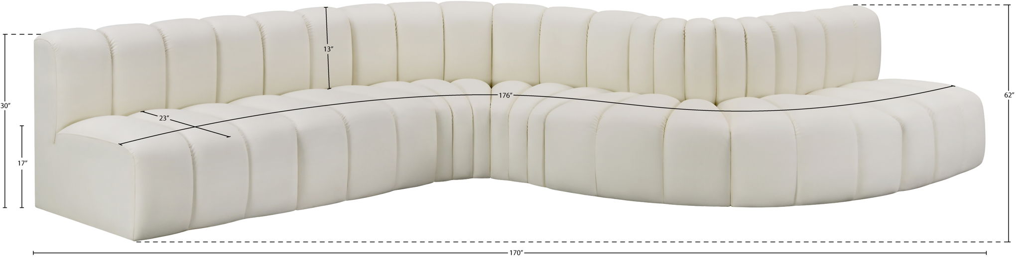 Arc - Faux Leather 7 Piece Modular Sofa