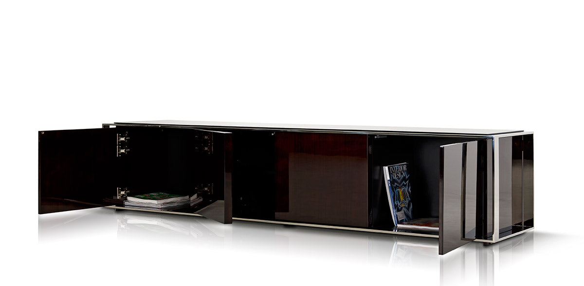 Noble Modern Ebony Lacquer Tv Entertainment Center