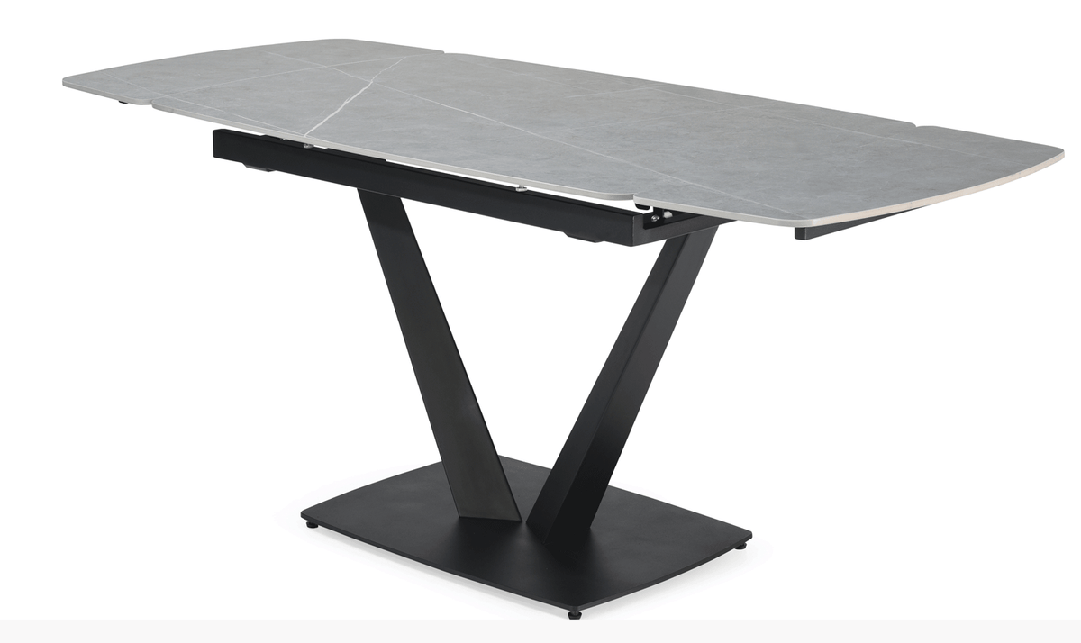 109 Grey Ceramic Dining Table and 4 White Armchairs