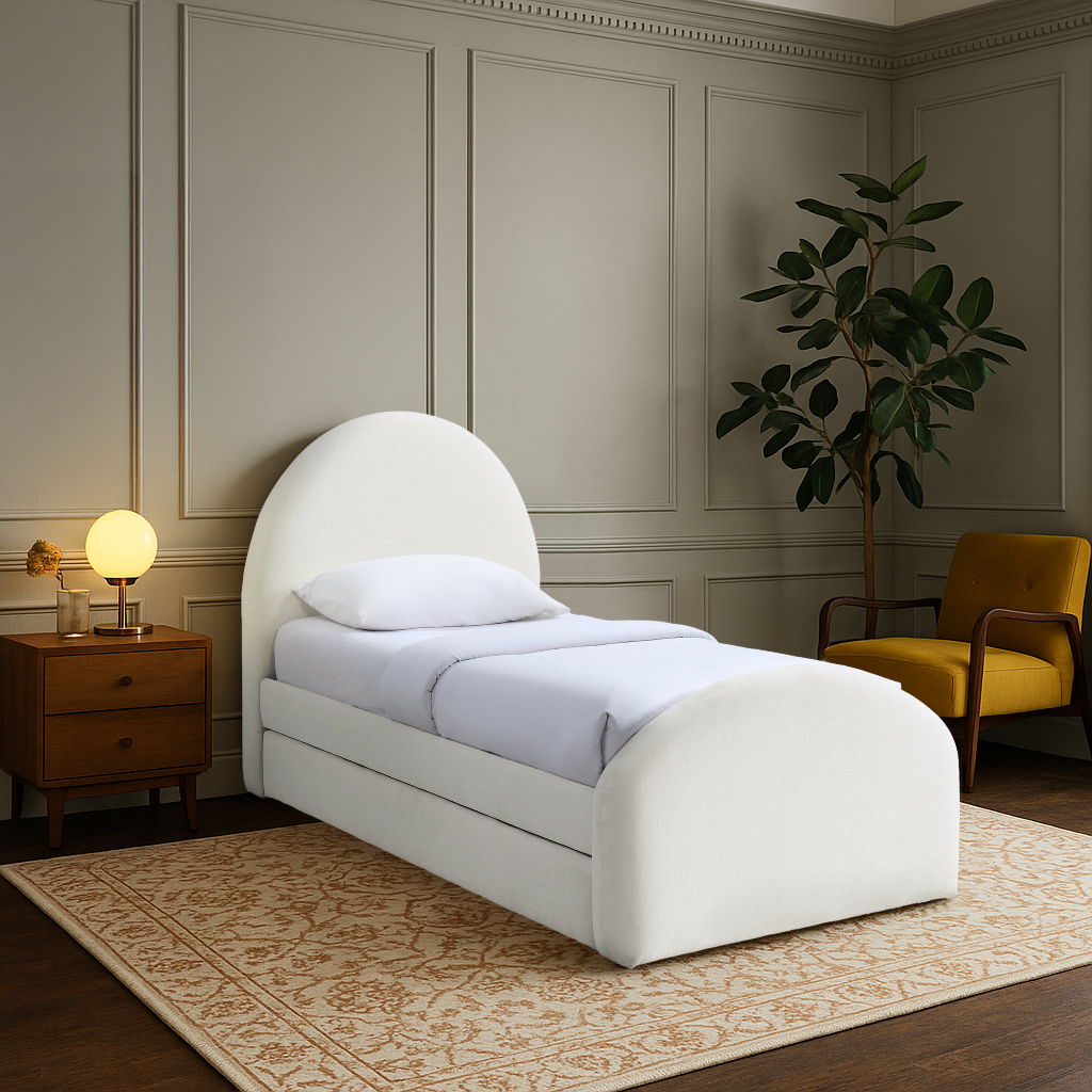Andaz - Chenille Fabric Upholstered Trundle Bed