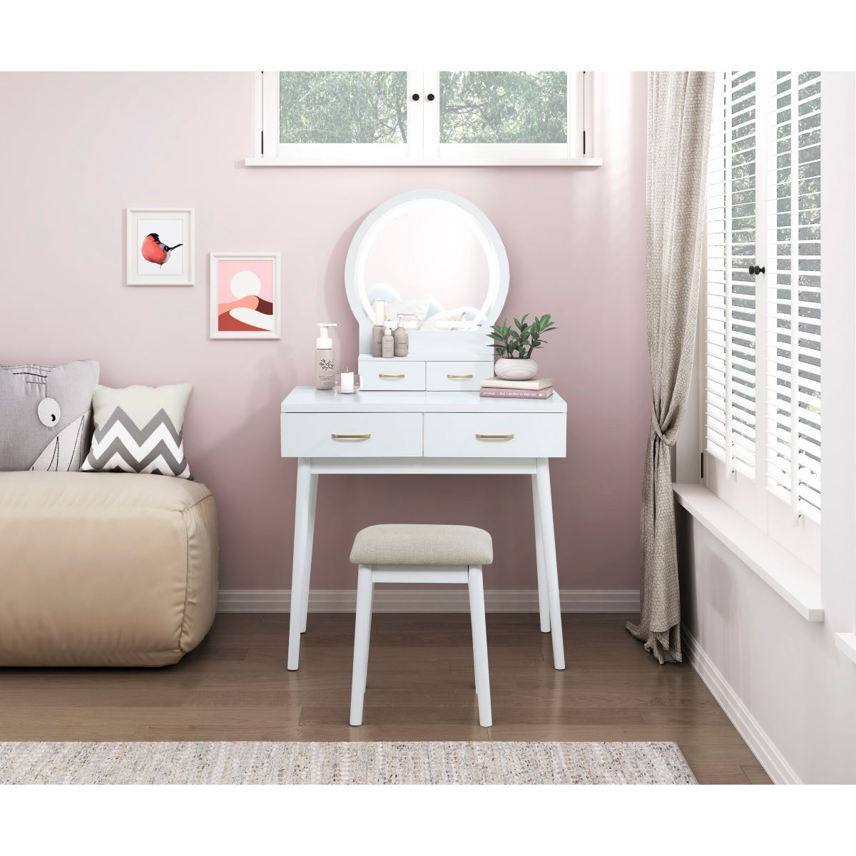 Camilla - Vanity Dresser With Mirror And Stool