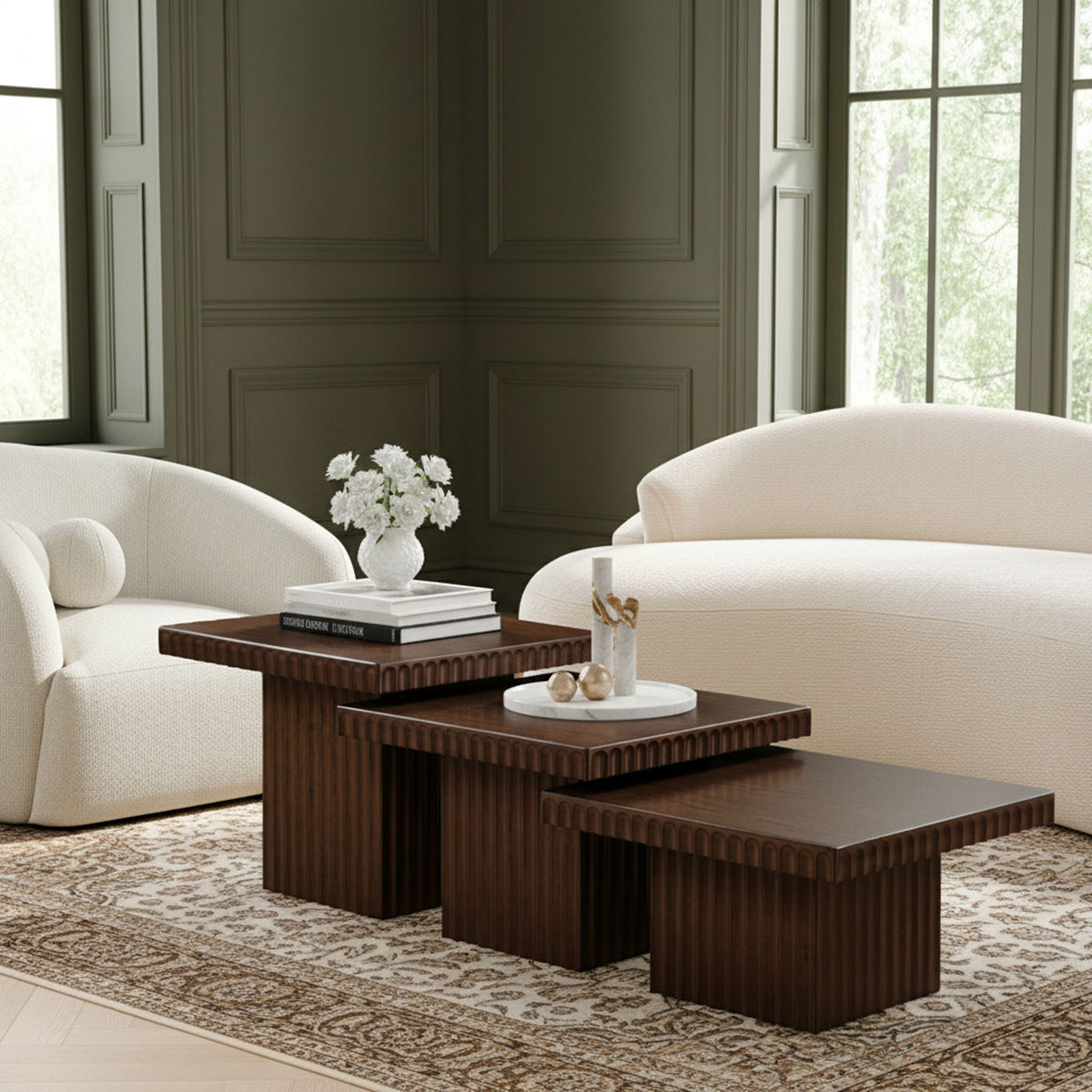Spencer - Oak Veneer 3 Piece Coffee Tabl