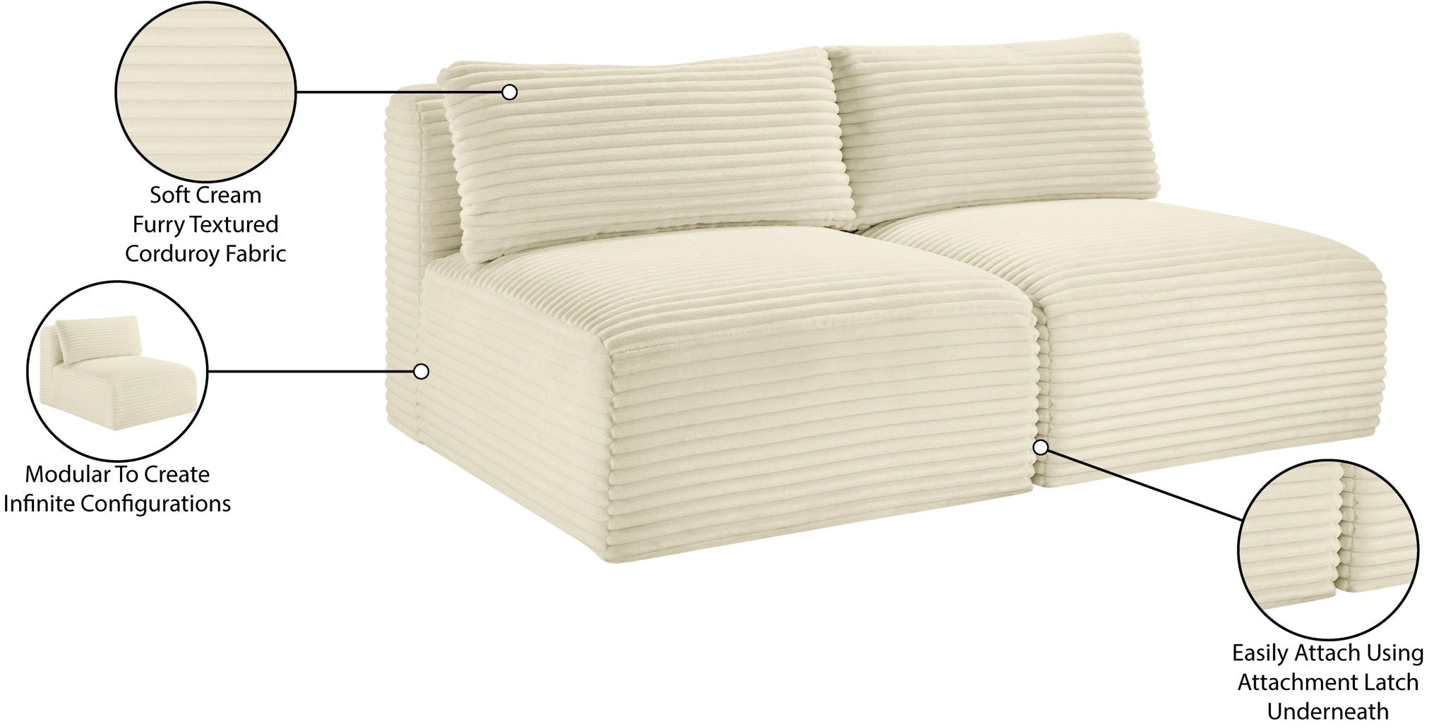 Shaggy - 2 Seat Modular Armless Sofa