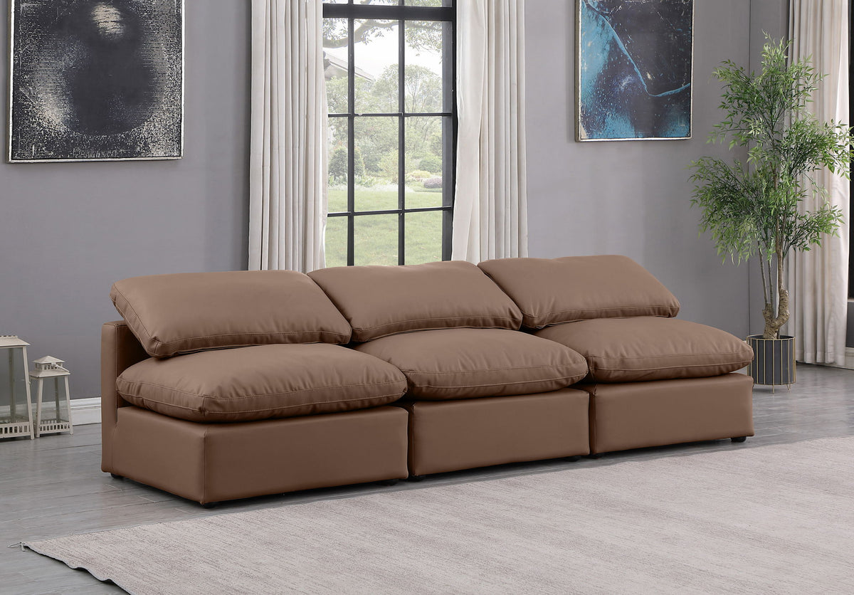 Indulge - Faux Leather 3 Seat Modular Armless Sofa