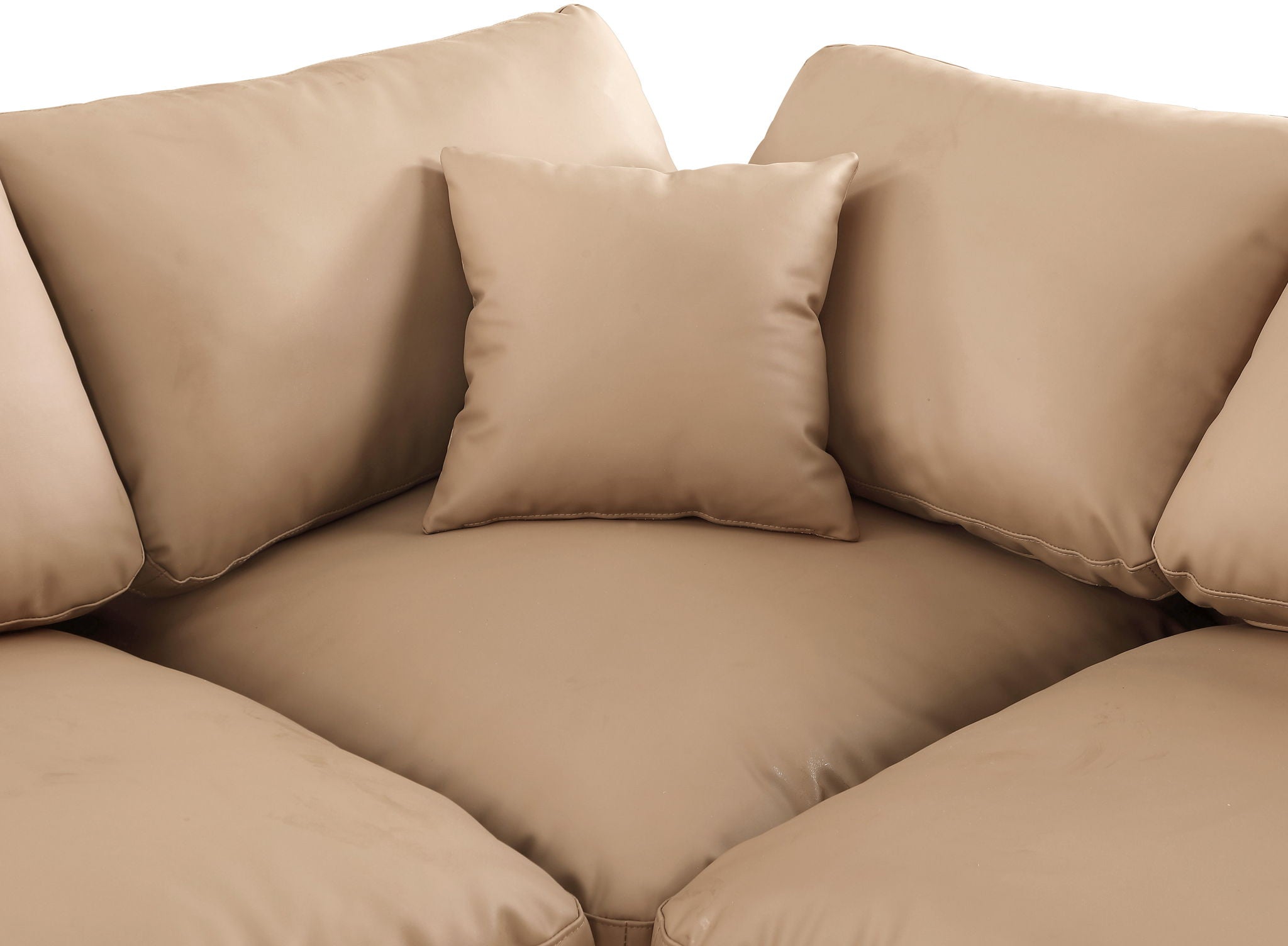 Comfy - 4 Piece Faux Leather Modular Sectional With Chaise - Tan