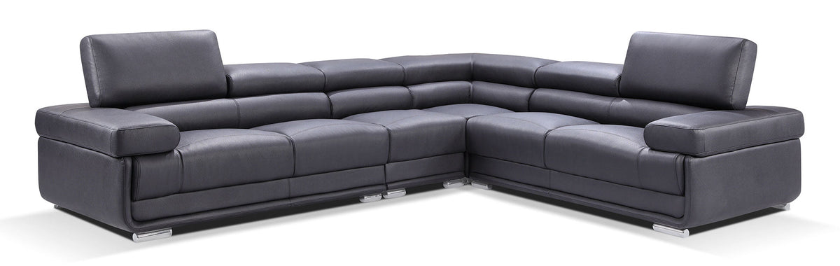2119 Black 4-Piece Top-Grain Leather Sectional