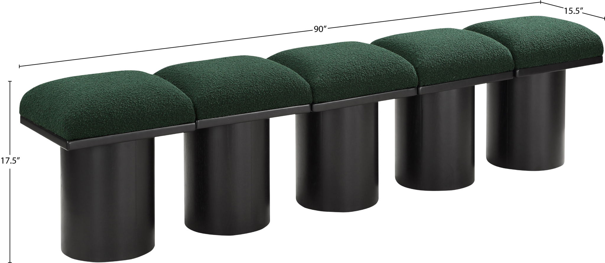 Pavilion - 5 Piece Modular Bench With Black Base
