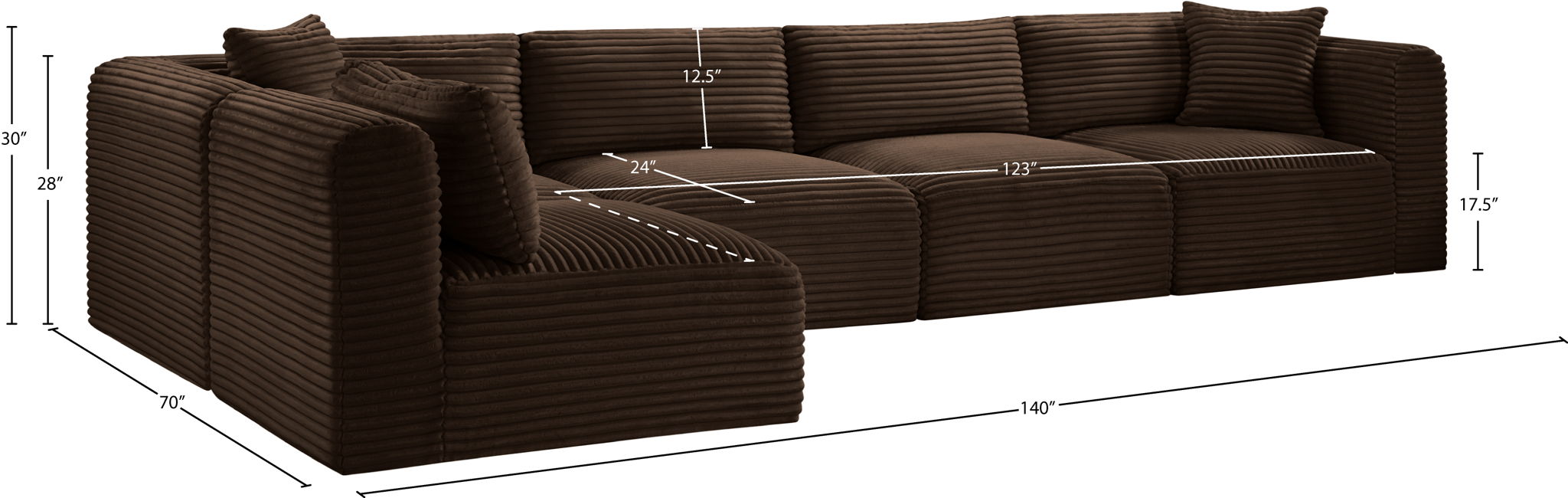 Shaggy - 5 Piece Modular Sectional